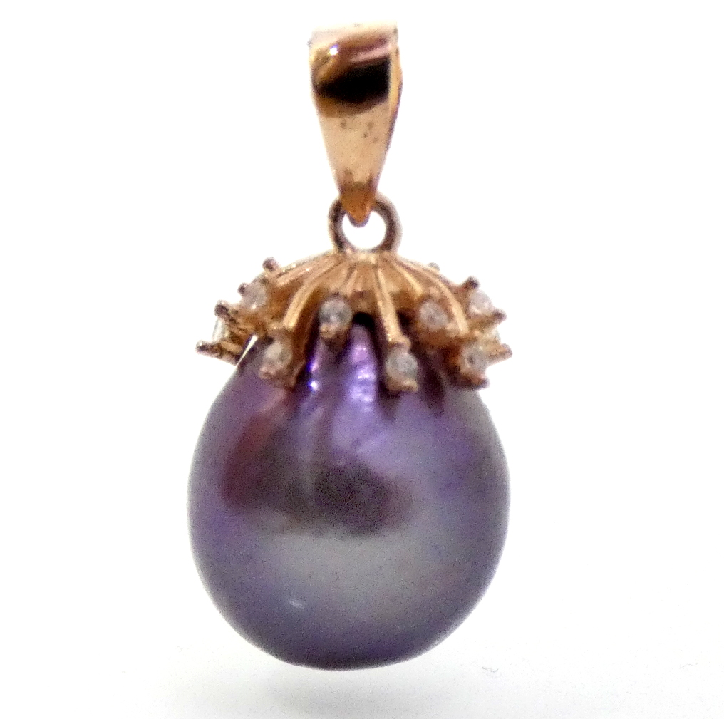 Purple Edison Drop Pearl Pendant